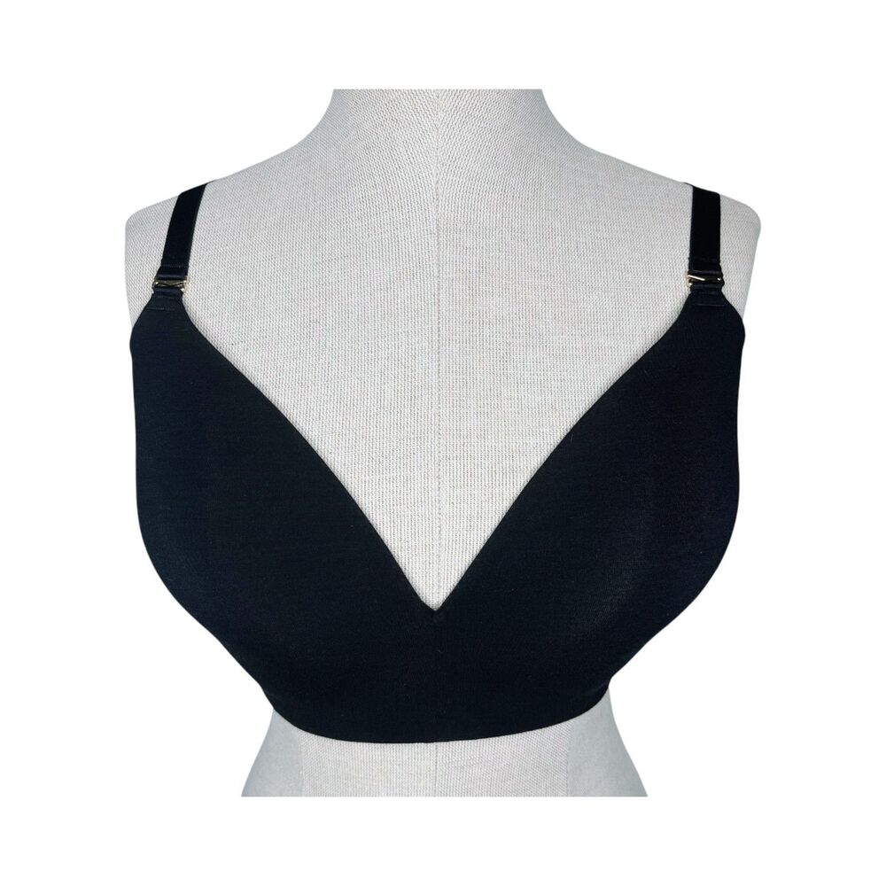 ThirdLove 24/7 Pima Cotton Wireless Bra sz 34F * Black Wire Free Soft Comfy